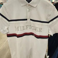 [S] TOMMY HILFIGER REGULAR FIT HILFIGER MONOTYPE STRIPE POLO,WHITE, 78JA885-100 (STH720)
