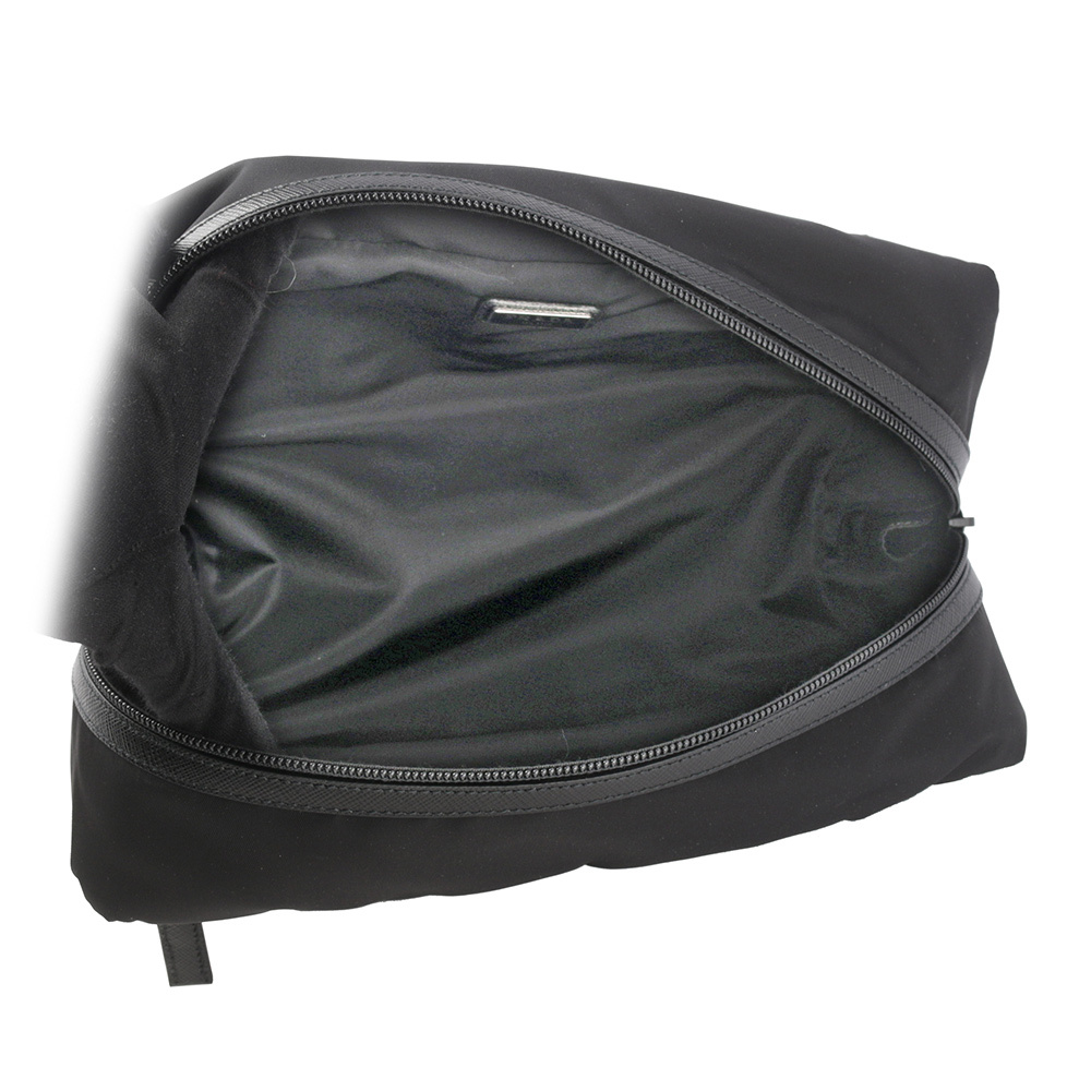 【PRADA】三角牌Logo 尼龍多功能萬用包/手拿包(黑色) 2NA029 ZMY F0002