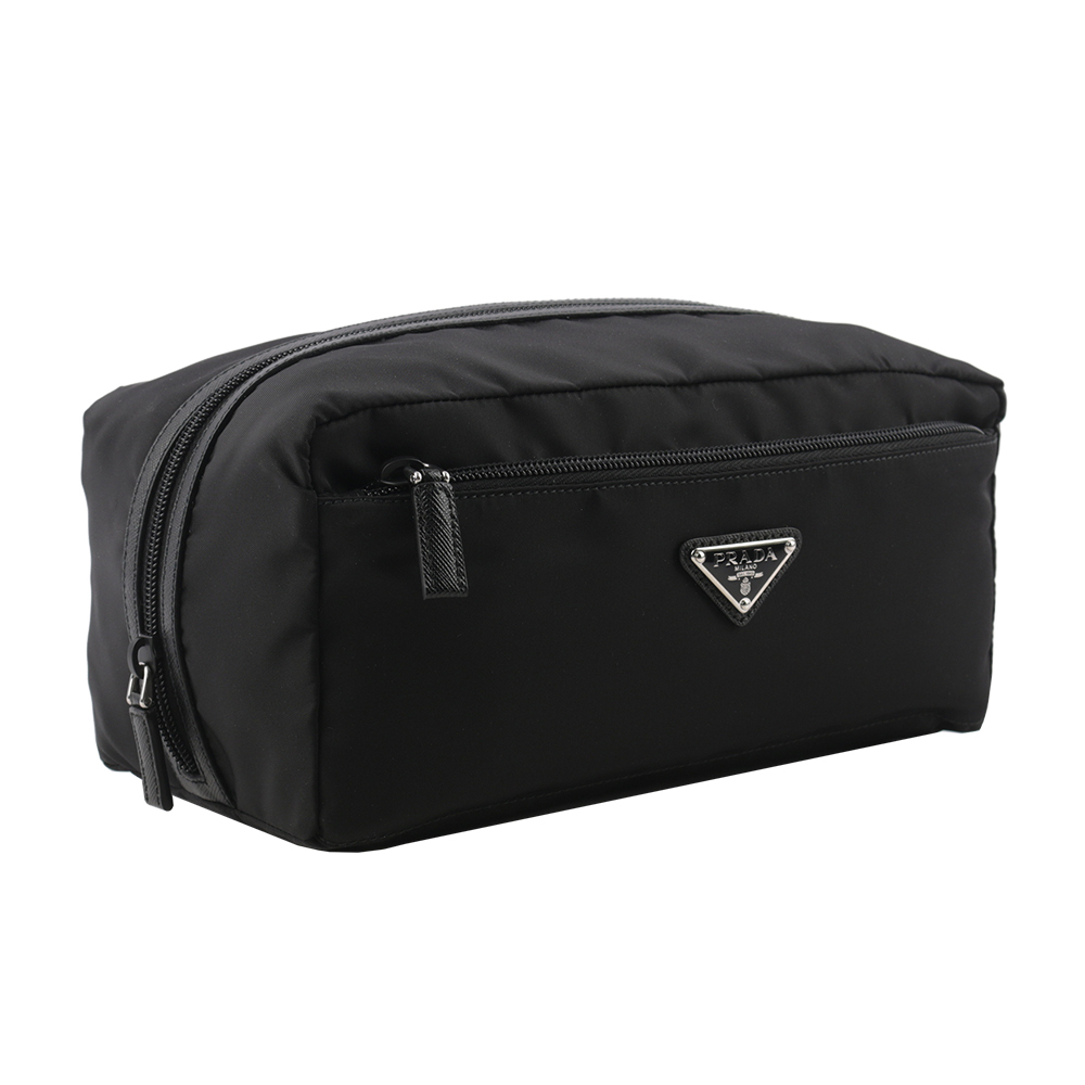 【PRADA】三角牌Logo 尼龍多功能萬用包/手拿包(黑色) 2NA029 ZMY F0002