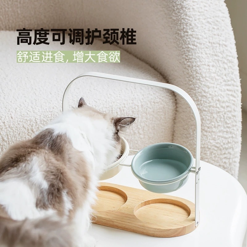 宠物陶瓷碗 提篮架宠物碗 可调节高度