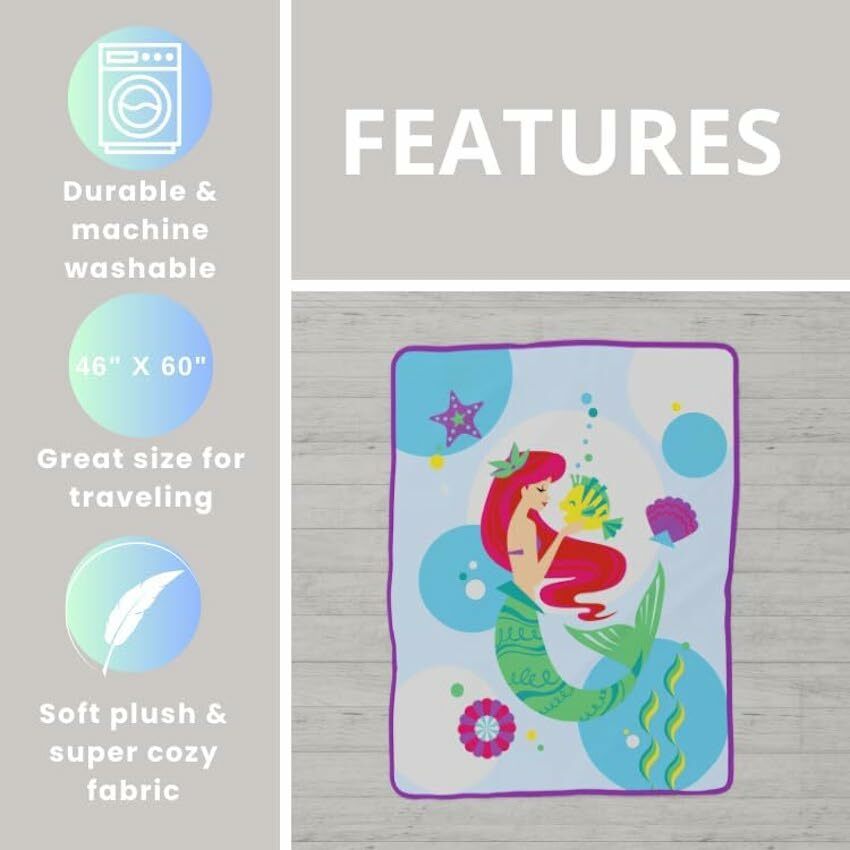 美國 Disney Princess 超柔軟毛絨毯 - Ariel