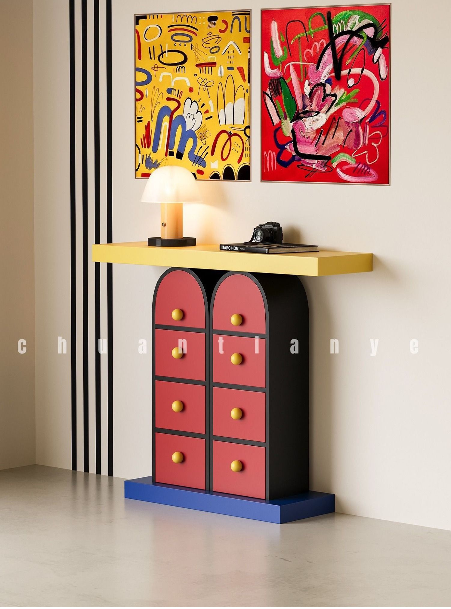 川田野 孟菲斯玄關櫃 (抽屉款式,彩色)