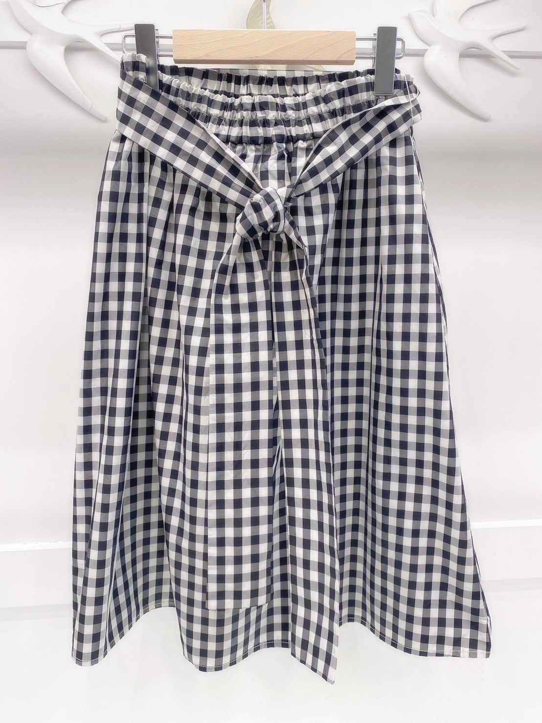 蝴蝶結格紋A字裙