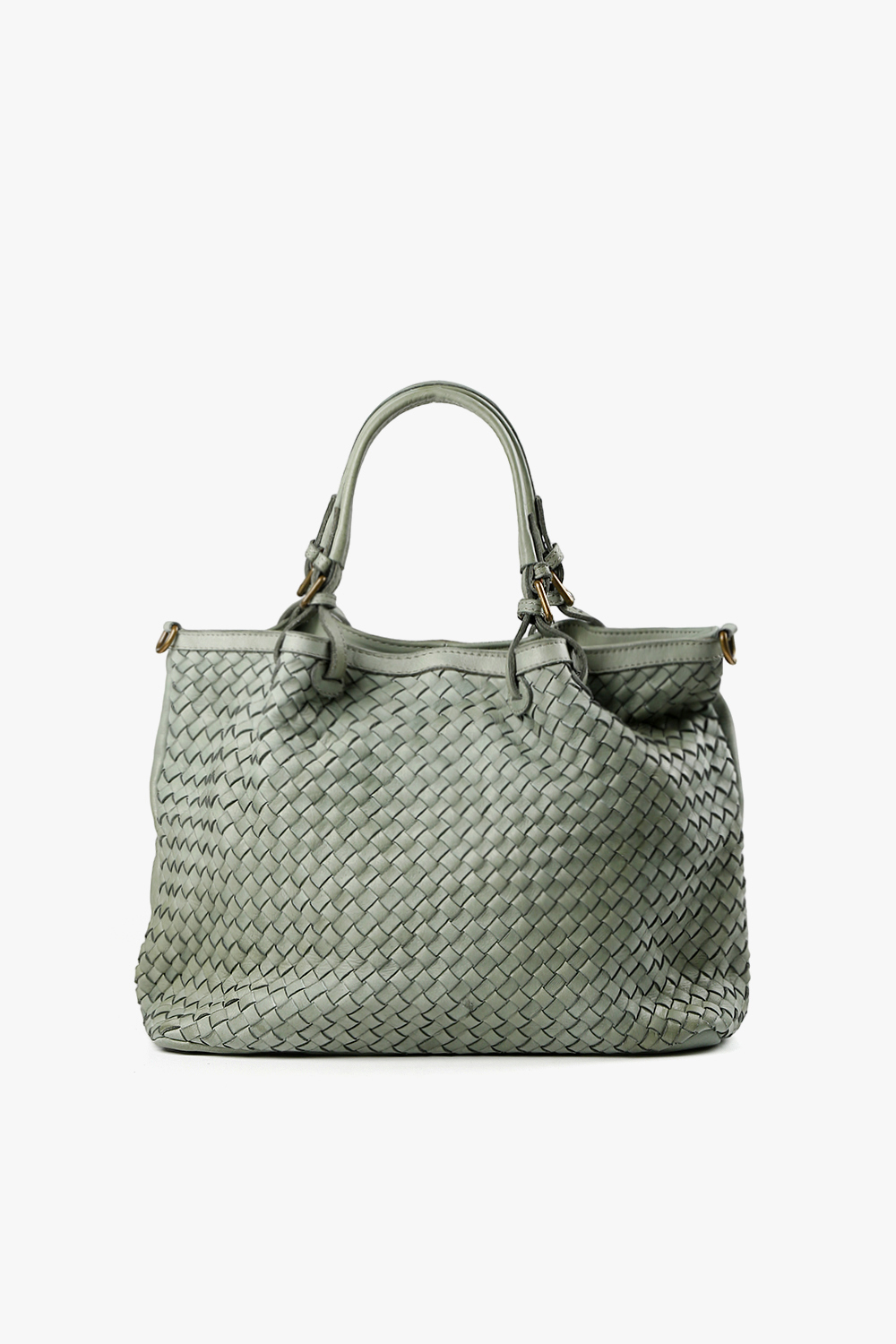 Sibilla 編織大手提肩背包 淺綠