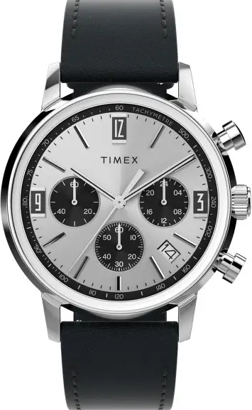 萬年鐘錶 - TIMEX 天美時   Q-Timex  歐洲賽道經典精緻呈現三眼計時男錶  TW2W10300   timex Q  錶徑40MM