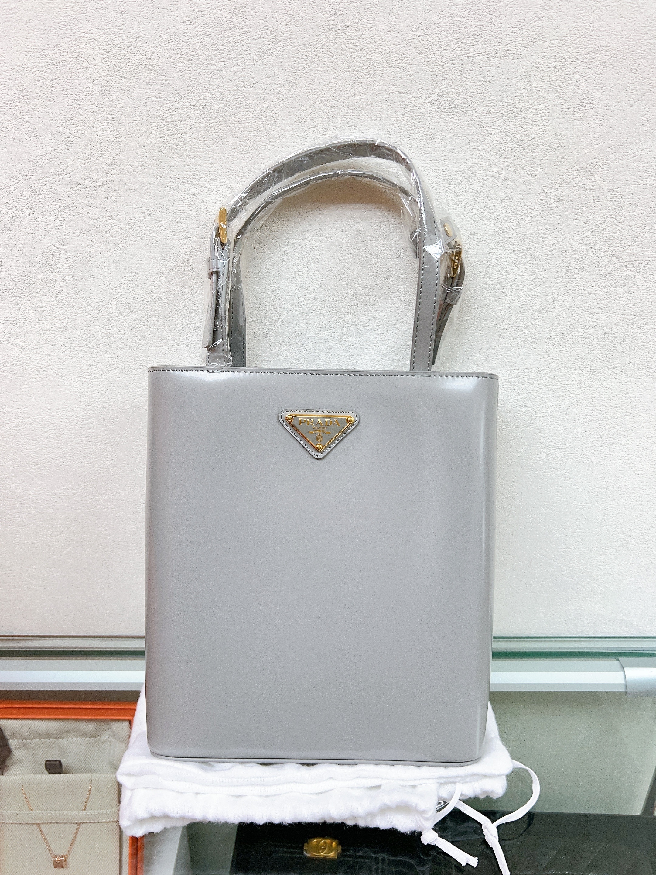 *Unused* Prada tote grey blue