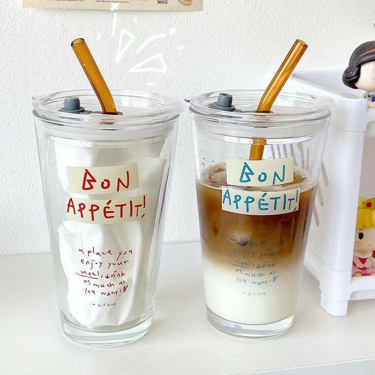 《1371》BON字母大容量冷飲帶蓋杯400ML