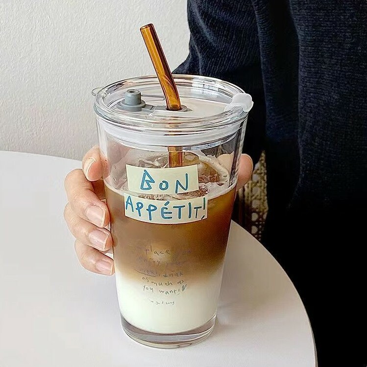 《1371》BON字母大容量冷飲帶蓋杯400ML