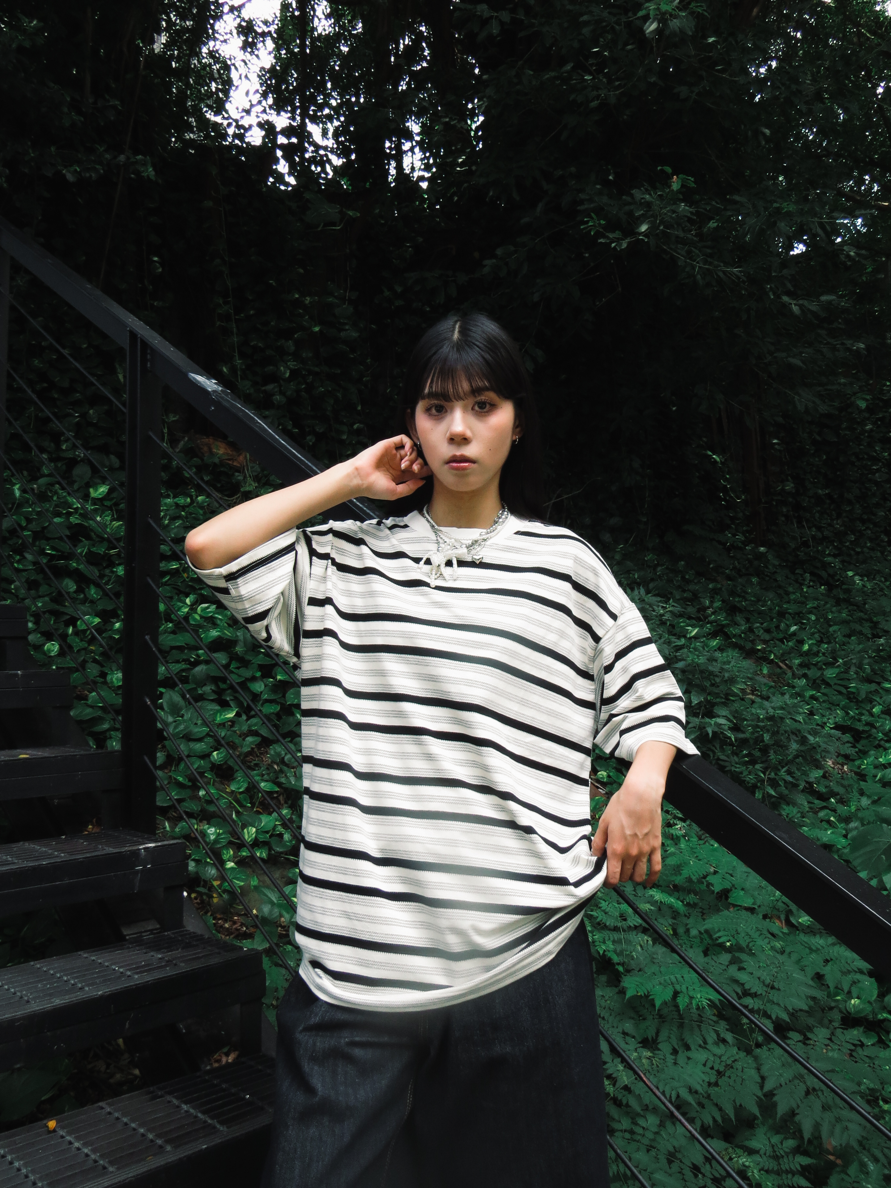 『Always_Good』細紋 撞色 橫條紋 短TEE