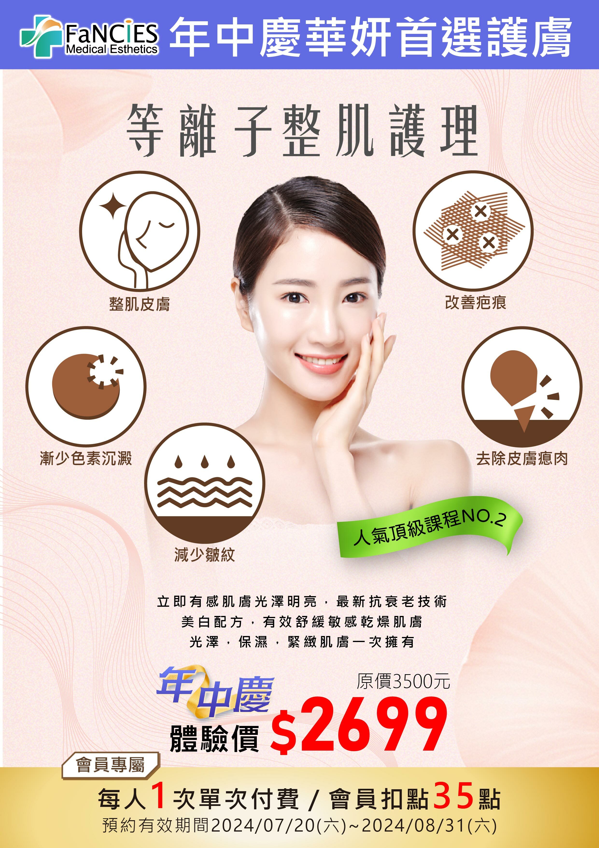 歡慶華妍22週年,年中慶,護膚人氣頂級課程,等離子整肌護理,改善疤痕,去除皮膚瘜肉,減少皺紋,減少色素沉澱