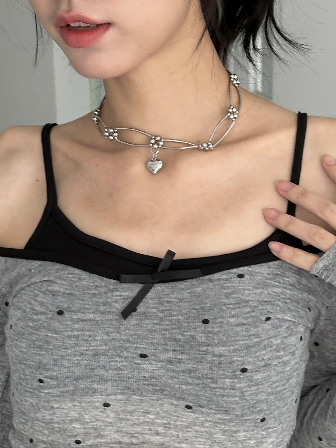 rockstar 🕶️重工金屬愛心鎖骨鍊