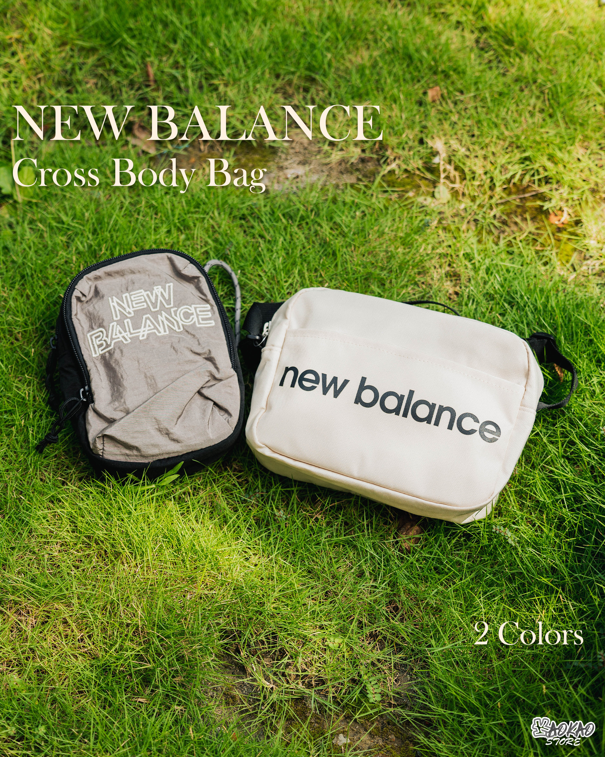 New Balance潮流運動休閒斜揹包【黑 JABL2641】【米白LAB13633】