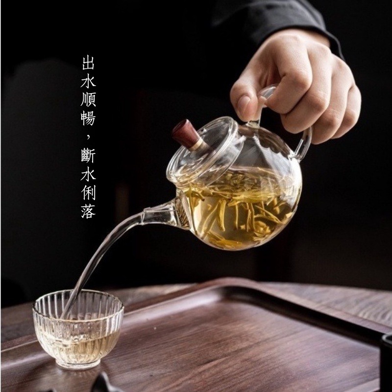 木鈕玻璃泡茶壺