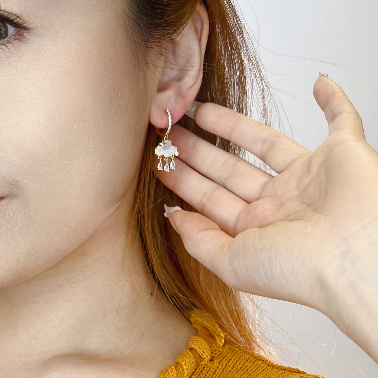 PYA0706 HANDMDE CRYSTAL GOLDEN BLUE STAR RAINY CLOUD