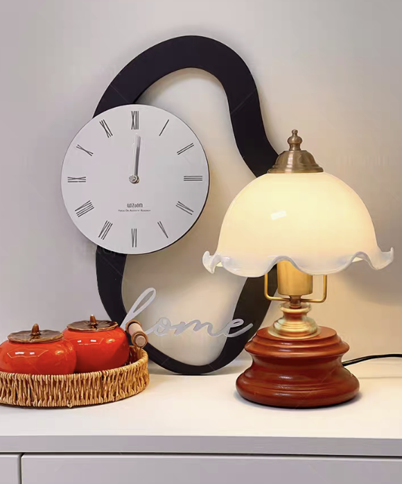 燈姬 實木檯燈床頭燈(白玉玻璃)暖光-北美白橡木 (5kg)