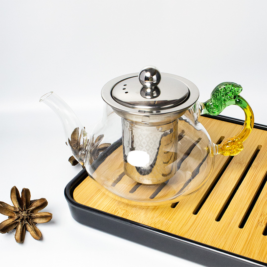 琉璃龍把耐熱玻璃茶壺【B1】