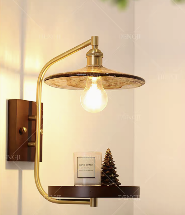 燈姬 黃銅壁燈(A款飛碟-附檯面壁燈-暖光, 10kg)