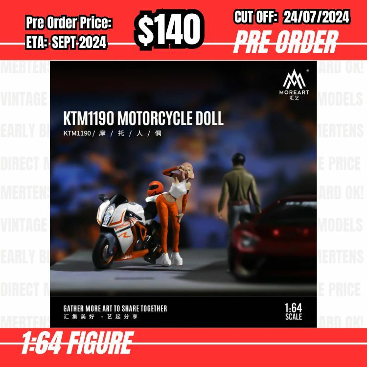 PO-$140 * Moreart * 1:64 Figure - KTM1190 Motorcycle Doll White/Orange [OD16/07]