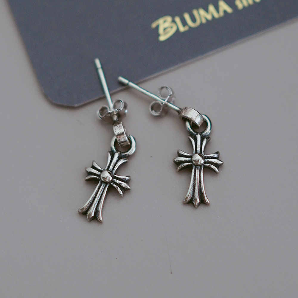 相信永恆十字純銀耳環/SE614| 十字架 中性 個性 男生耳環 復古 歐式 哥德式 小耳環