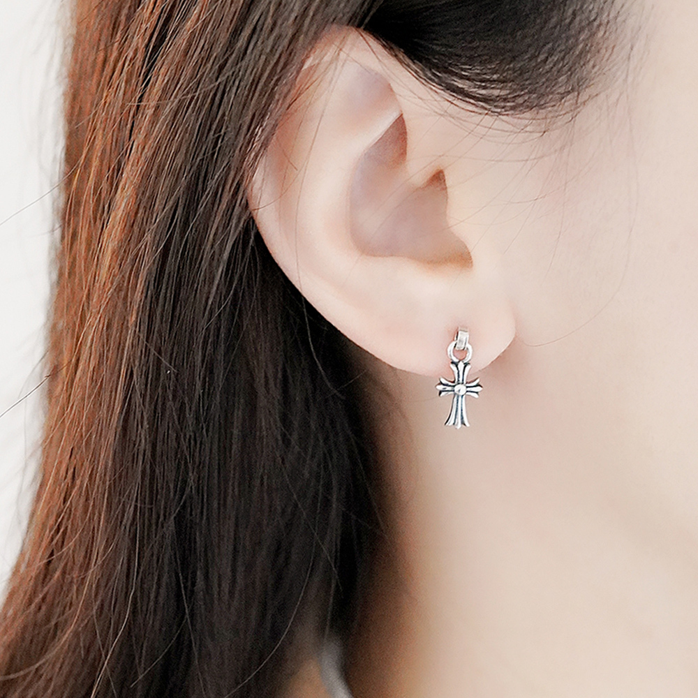 相信永恆十字純銀耳環/SE614| 十字架 中性 個性 男生耳環 復古 歐式 哥德式 小耳環
