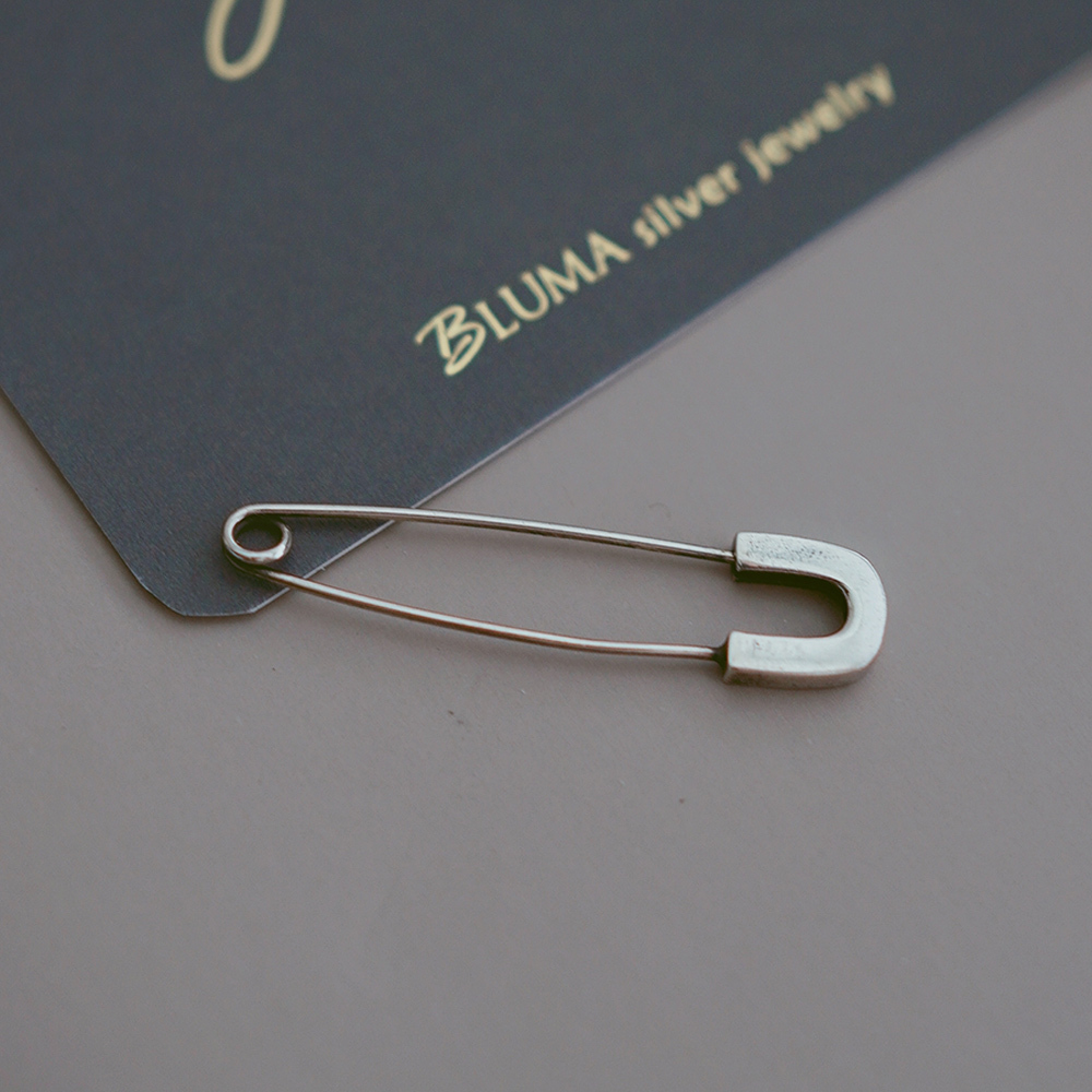 復古別針純銀耳環(單支) 個性耳環 復古 中性 男生耳環 極簡 街頭 時尚 /SE512