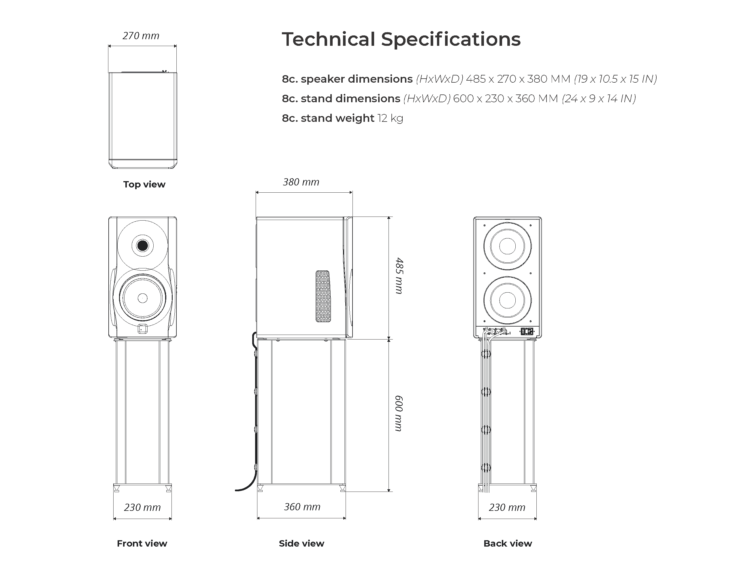 Dutch & Dutch 8c stand specifications