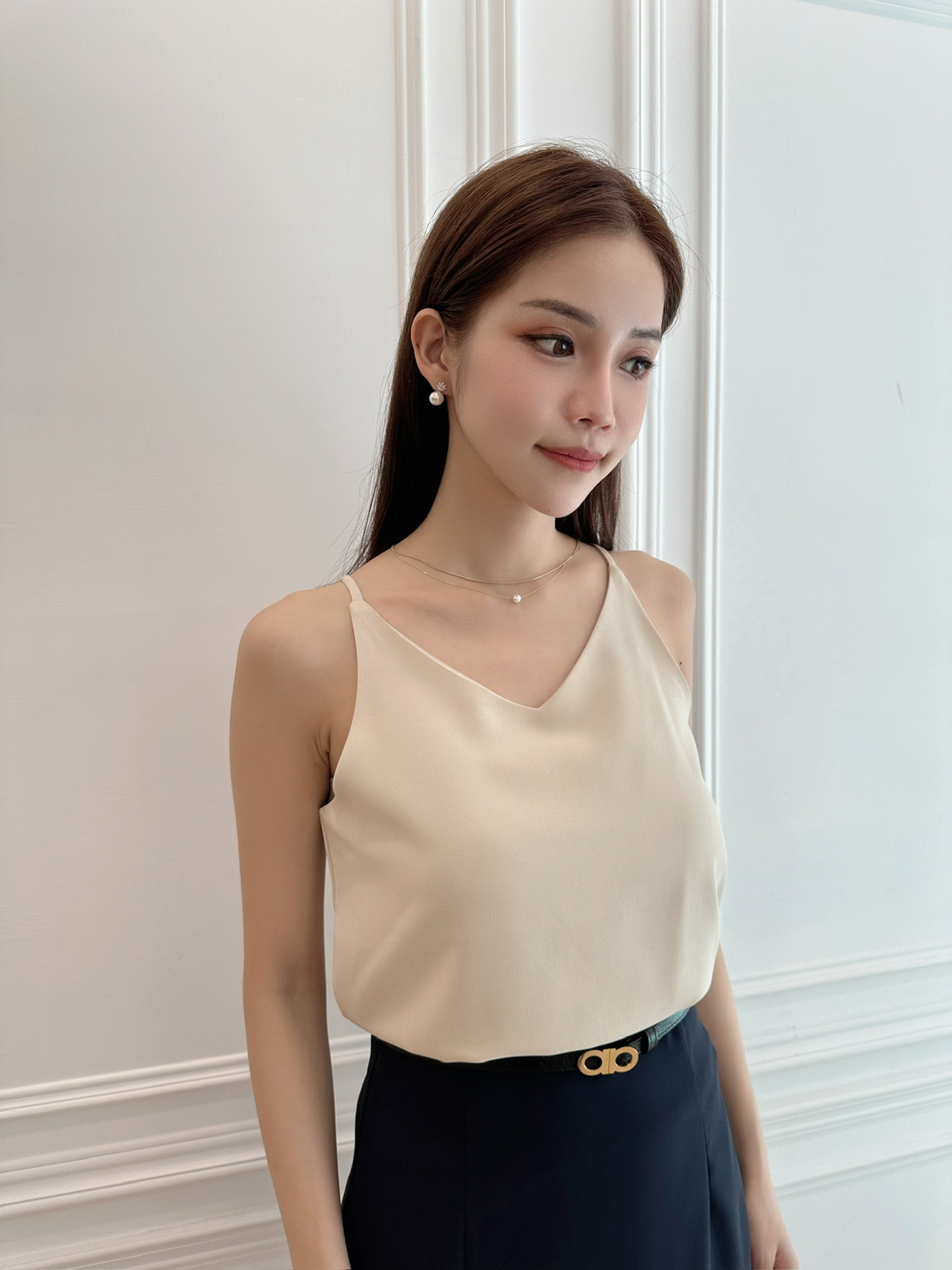 光澤感細肩帶背心