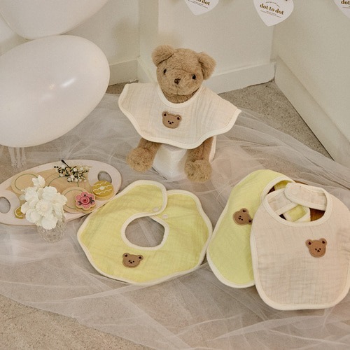 DTD呵護寶寶紗布棉系列-馬卡龍四重波浪圍嘴