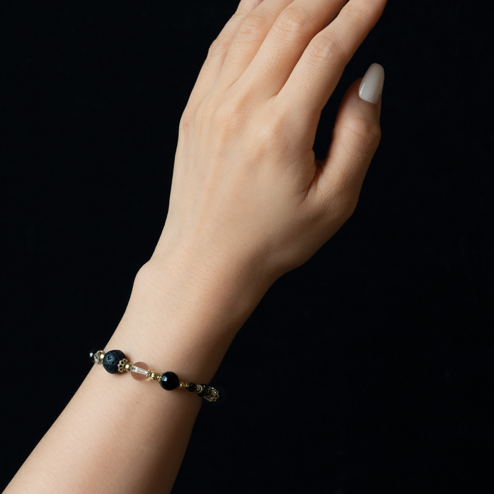 時空夢旅｜火山岩白水晶手鍊 C1632