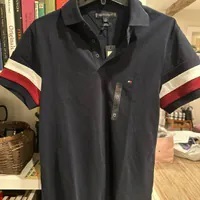 [S] TOMMY HILFIGER SLIM FIT FLAG LOGO TIPPED POLO,NAVY, 78JA891-410 (STH757)