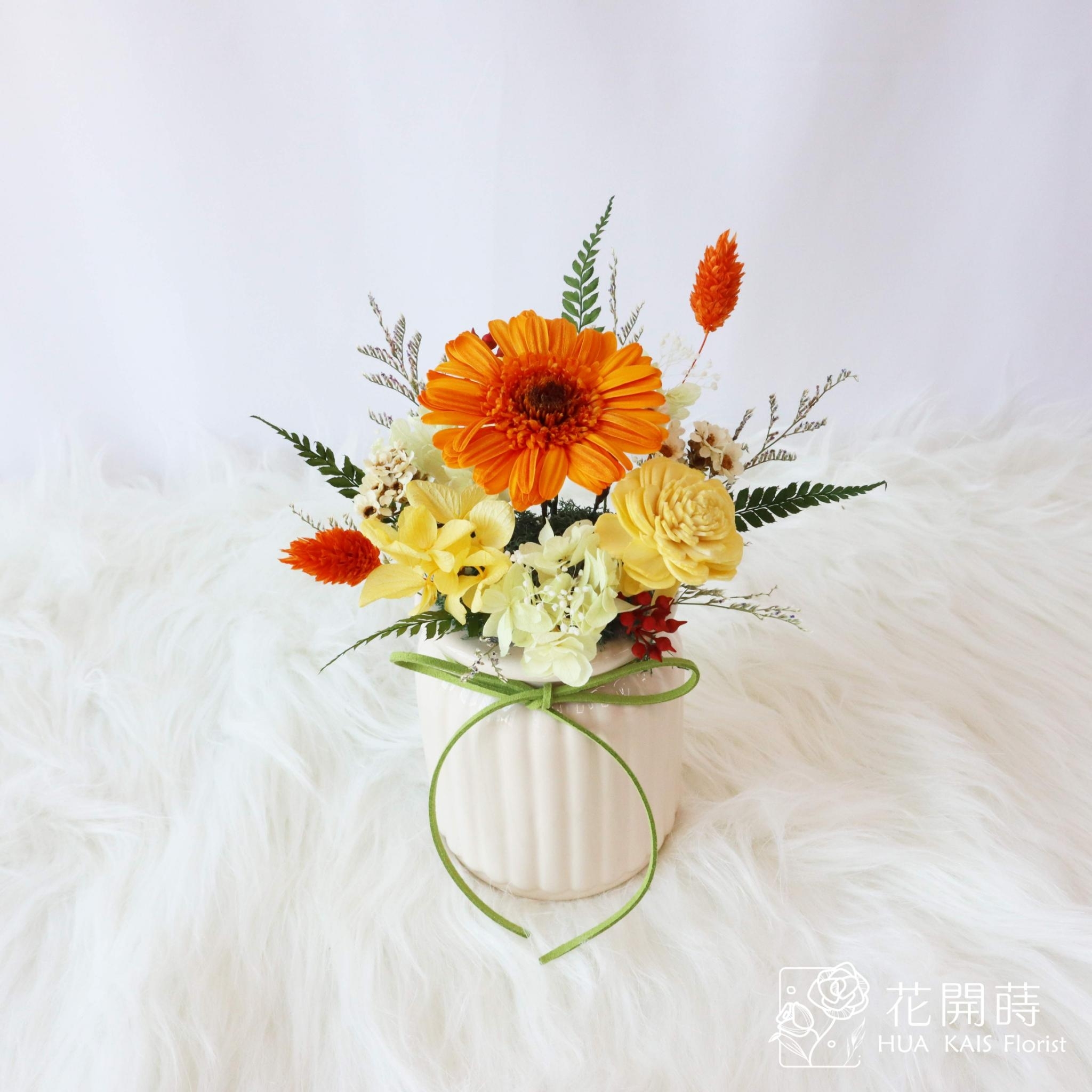 永生玫瑰小桌花|暖陽陽牛奶瓶|開幕小盆栽|生日禮物|辦公桌小盆花|生活小桌花