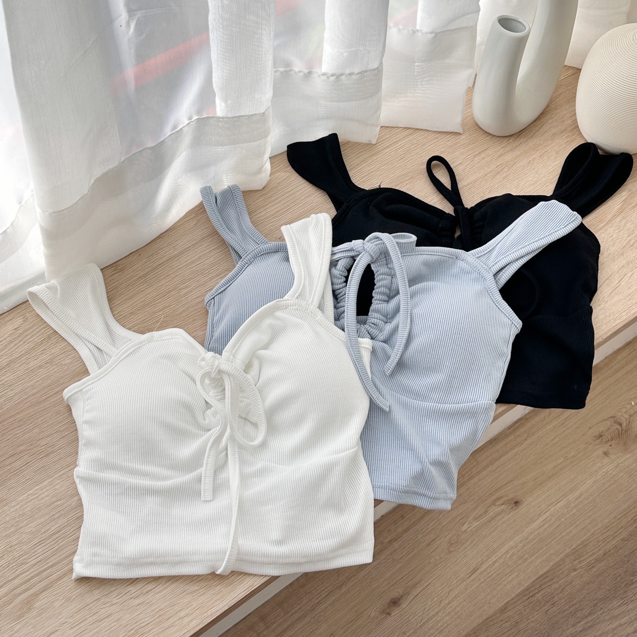 綁帶簍空桃心兩穿背心/三色