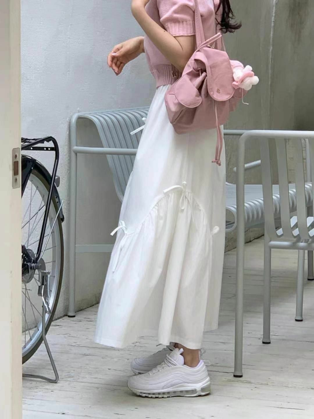 蝴蝶結傘裙(白色)