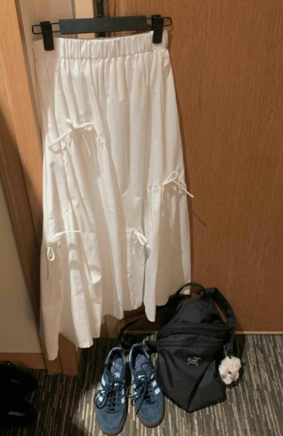 蝴蝶結傘裙(白色)