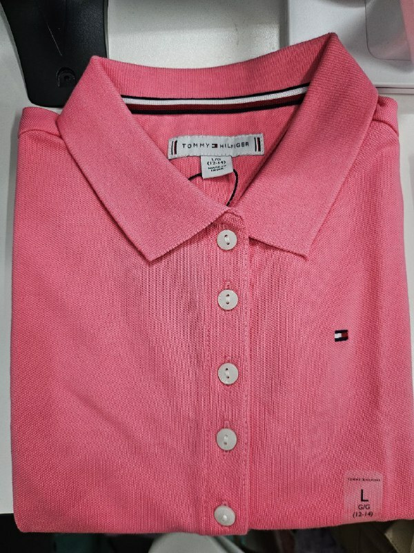 [S] TOMMY HILFIGER KIDS SOLID STRETCH POLO DRESS,PEACH, 71J4177-670 [FINAL SALE] (STH764)