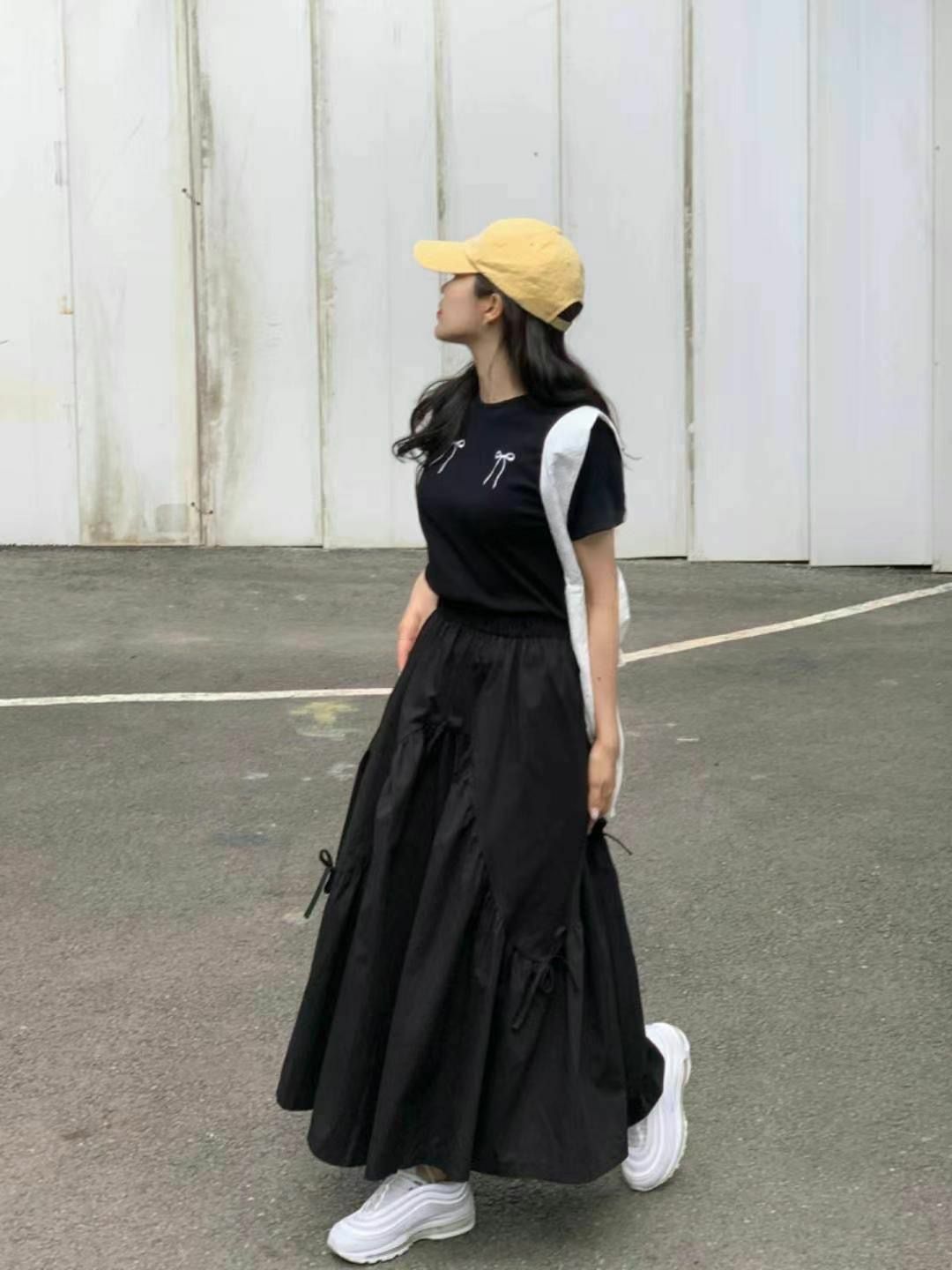 蝴蝶結傘裙(黑色)