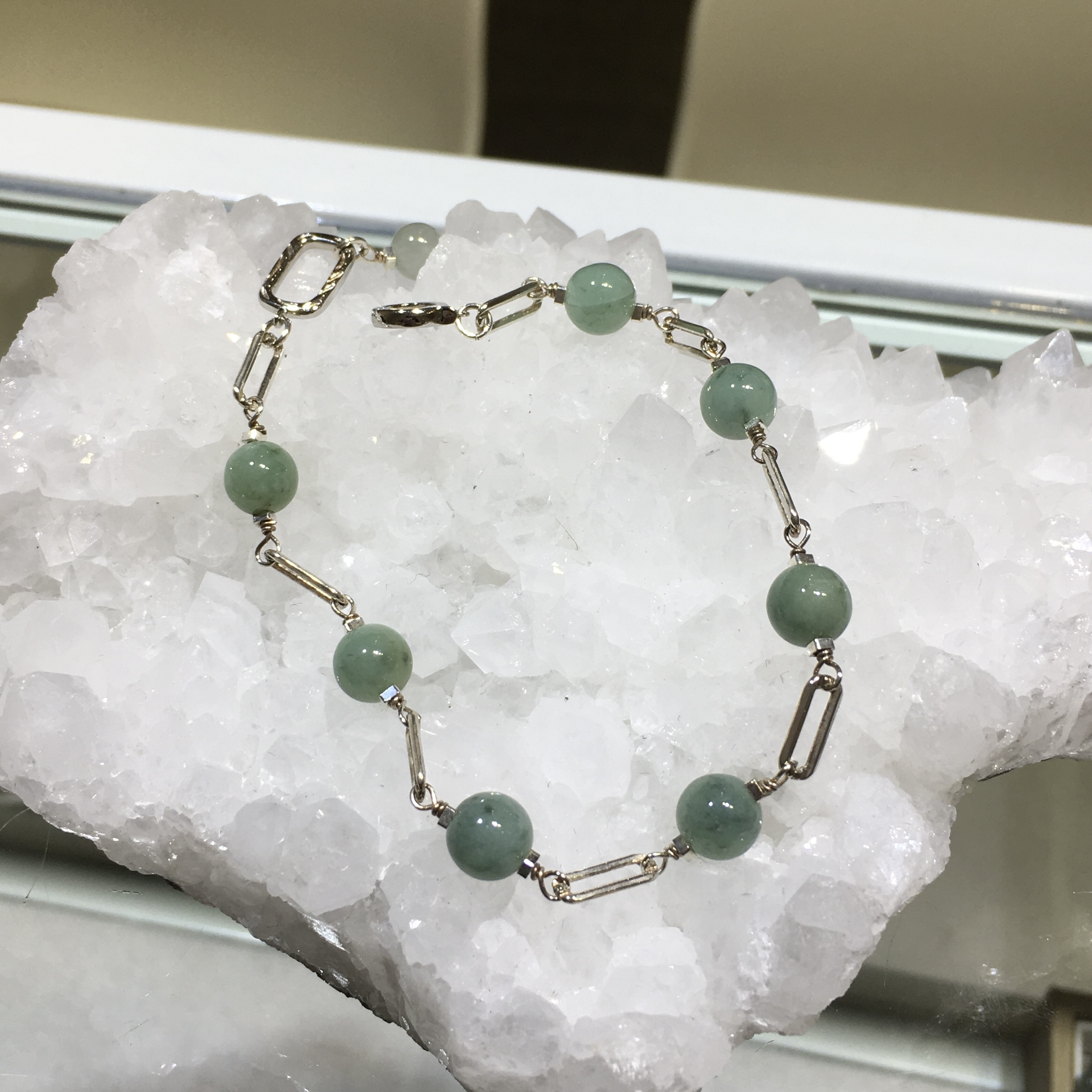 翡翠滿天星純銀手鏈