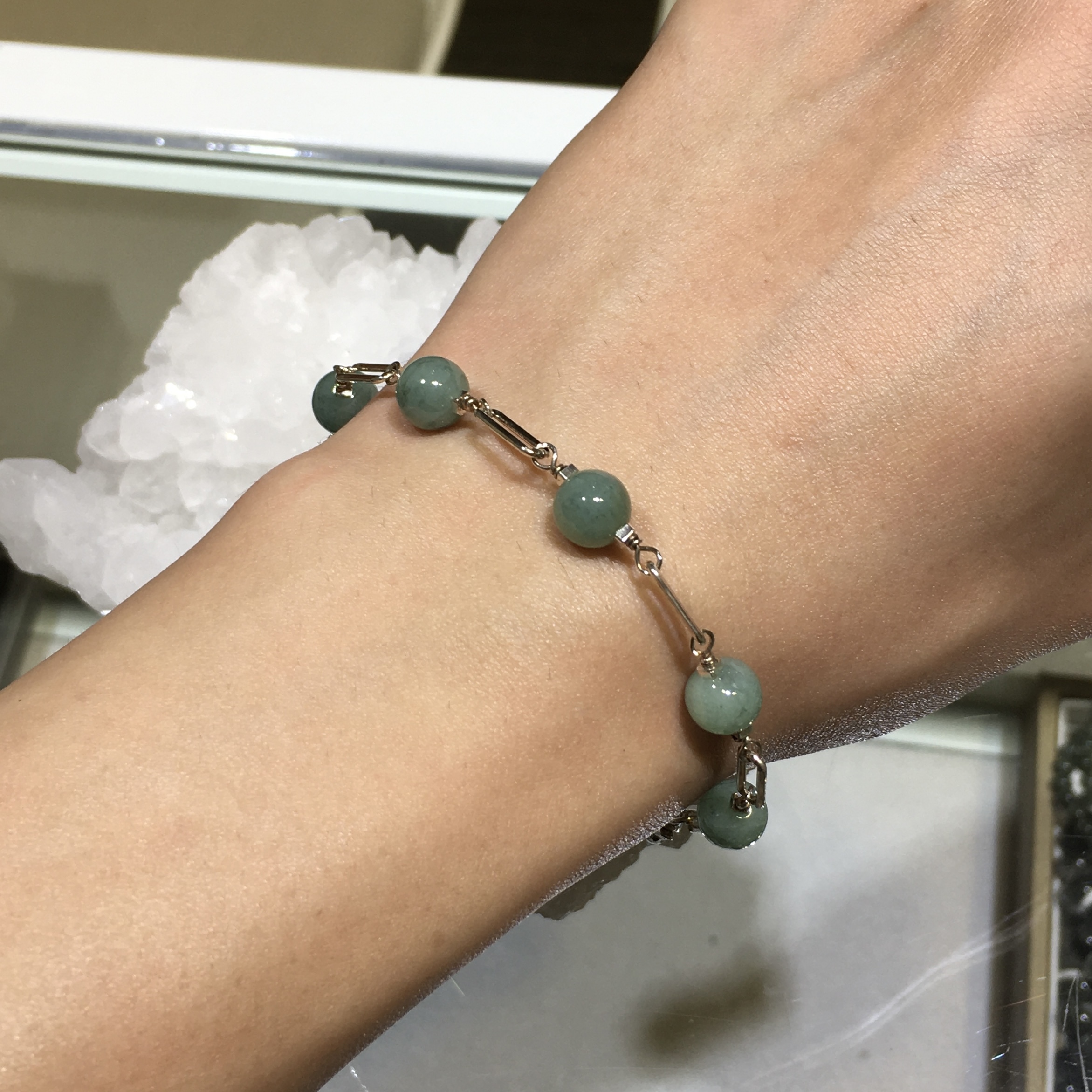 翡翠滿天星純銀手鏈