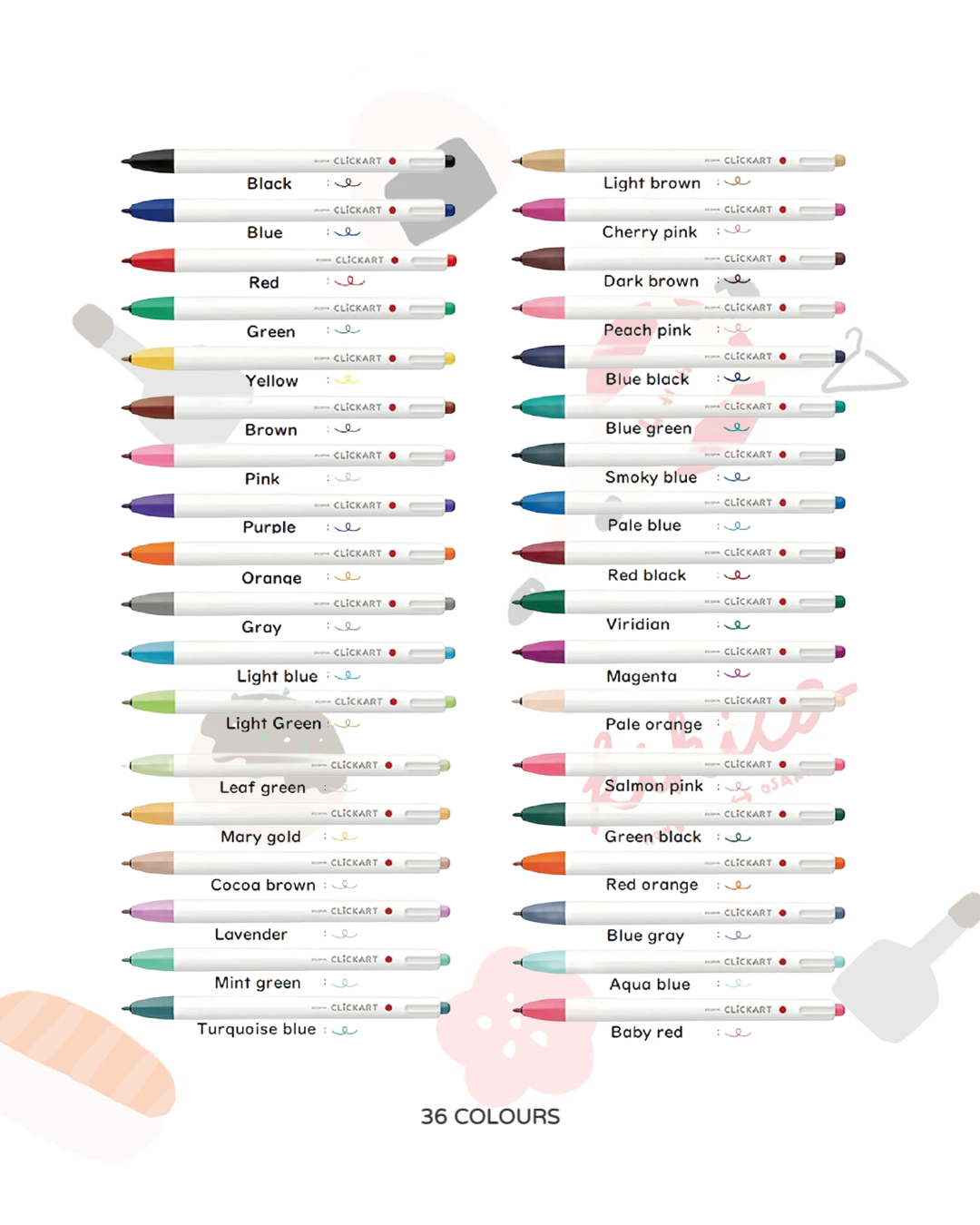 36色按壓式水性筆