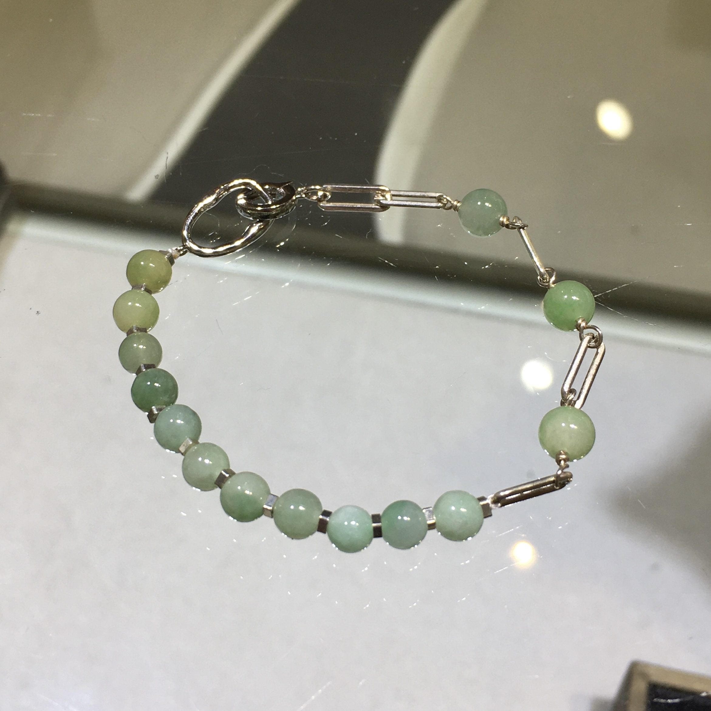 翡翠漸變純銀手鏈