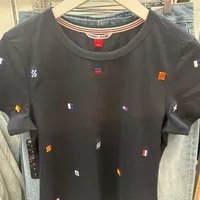 [S] TOMMY HILFIGER SLIM FIT EMBROIDERED SIGNATURE T-SHIRT,NAVY, 76J4934-410 [FINAL SALE] (STH775)