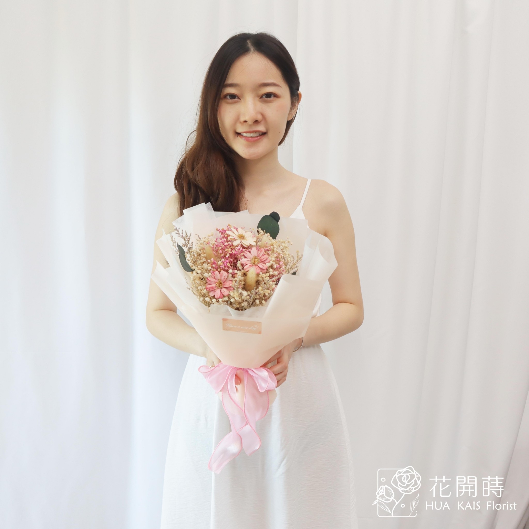 乾燥花束|瑪格麗特花束粉色款(M)|中型花束|永生花|乾燥花|畢業花束|母親節花束