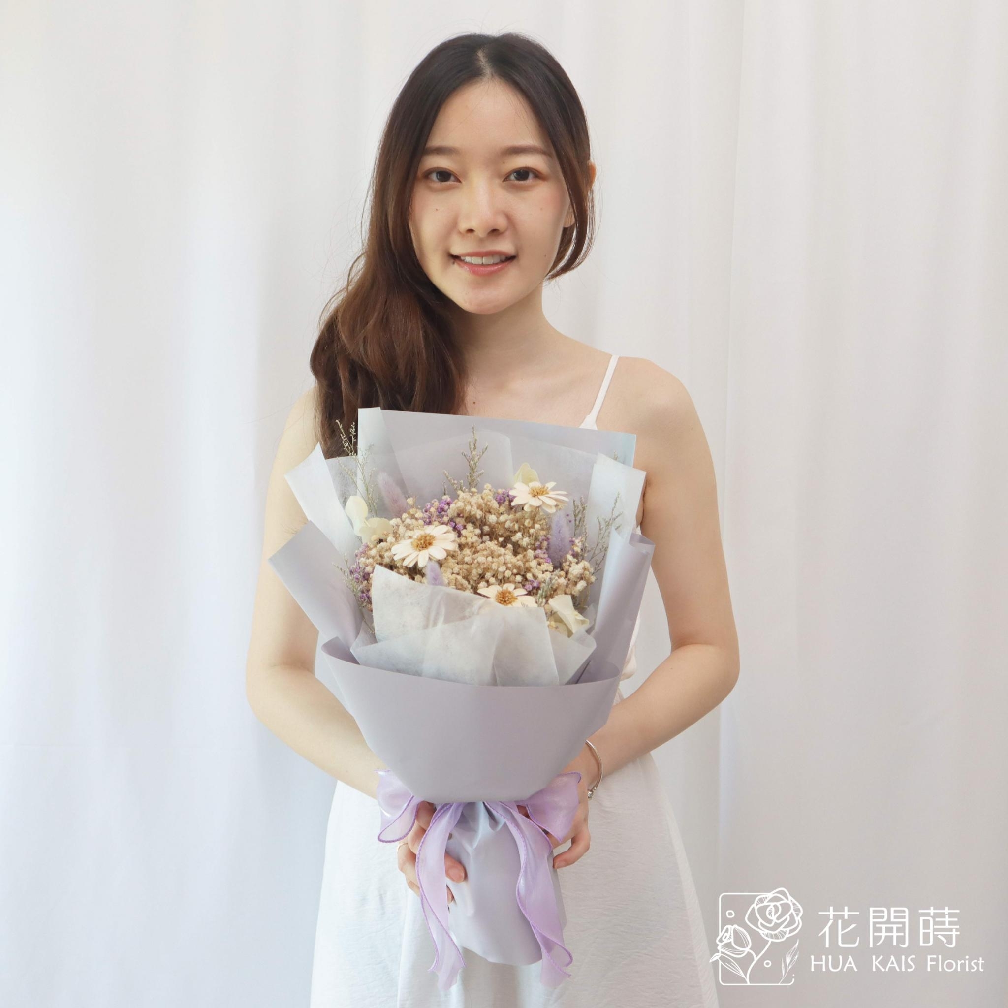 乾燥花束|瑪格麗特花束白色款(M)|中型花束|永生花|乾燥花|畢業花束|母親節花束