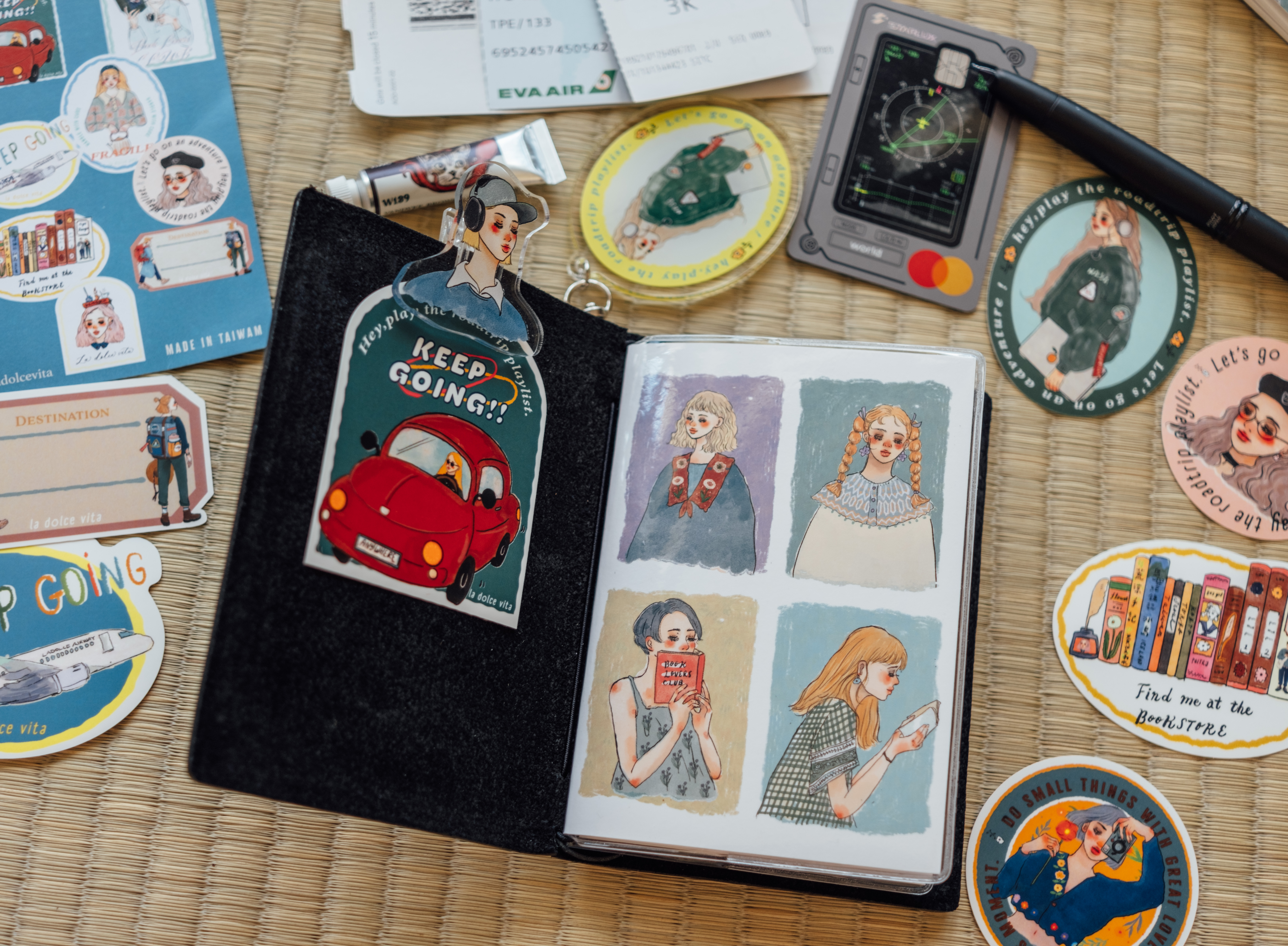 女子畫像 筆記本 護照尺寸｜甜蜜生活