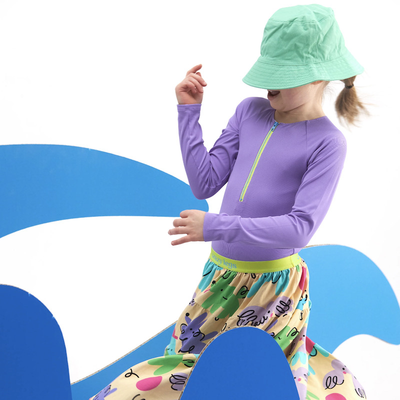 紫色 crazy violet | 海廢再生 抗UV兒童防曬泳衣 - 長袖連身