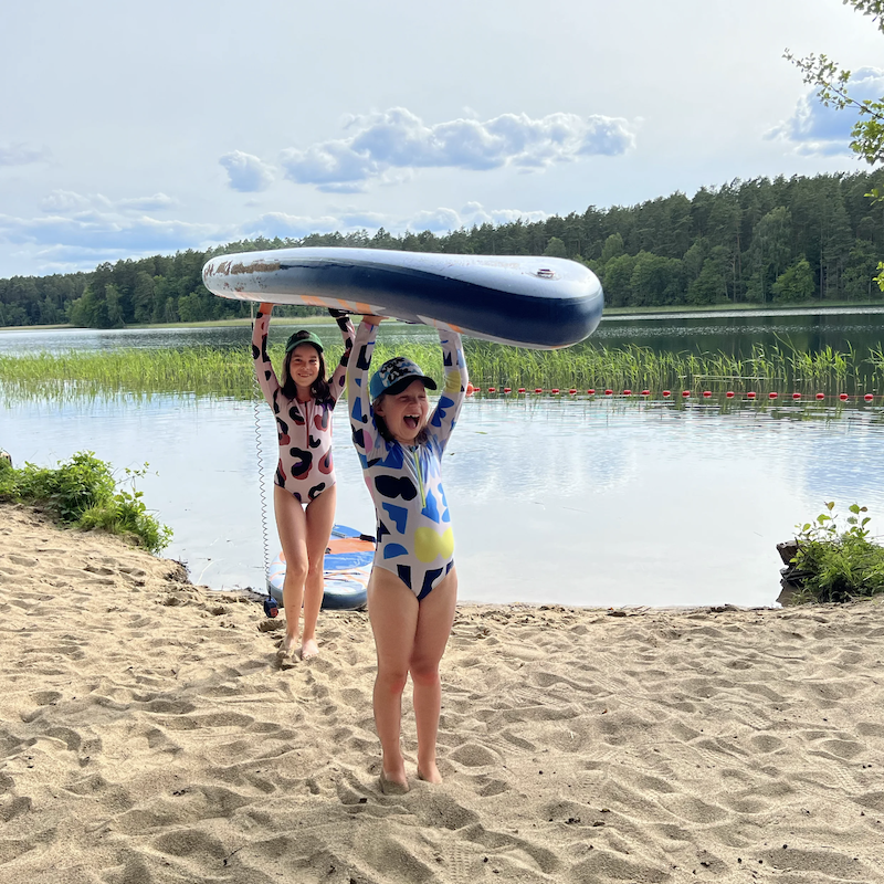 抽象彩塊 crazy abtraction | 海廢再生 抗UV兒童防曬泳衣 - 長袖連身