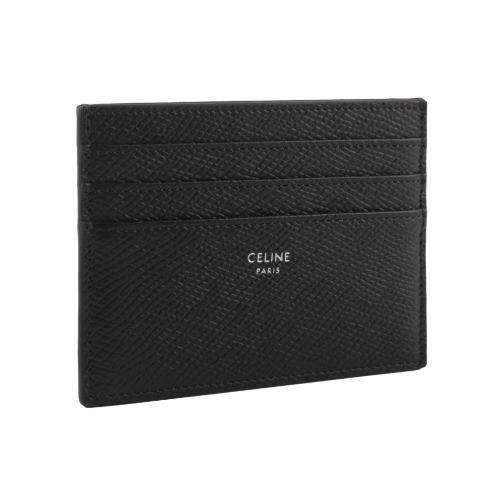 【CELINE】銀字燙印粒紋小牛皮6卡名片夾/卡片夾