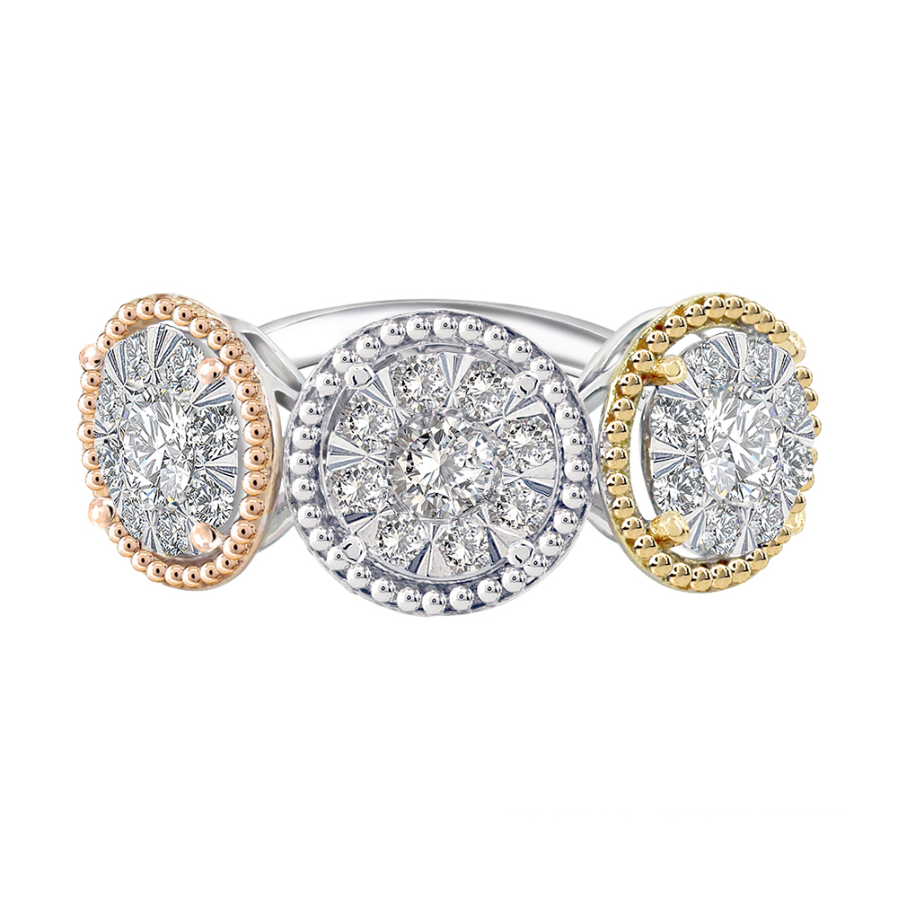 18K金圍繞幸福天然鑽石戒指