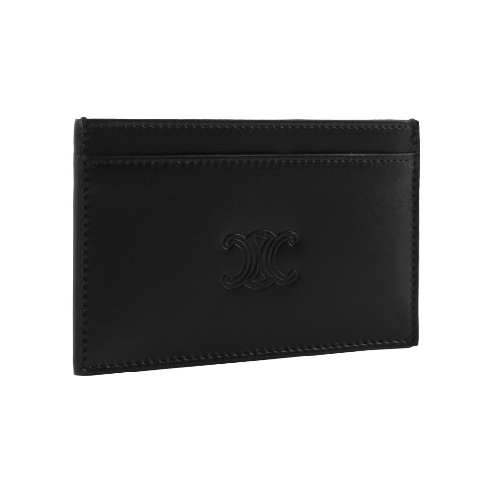 【CELINE】Triomphe 凱旋門標誌牛皮名片夾/卡片夾(黑色) 10B703FQ7.38SI