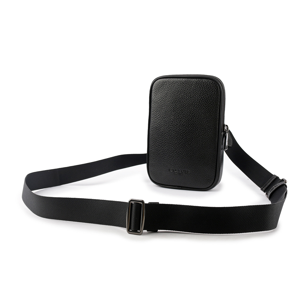 【COACH】Aden 荔枝皮革及牛皮迷你斜背包/手拿包(黑色) CS044 QBBK